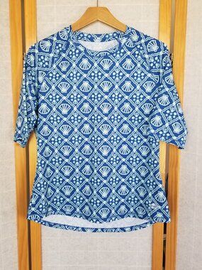 Women's Reel Legends Performance T-Shirt Blue Printed Size Petite Medium